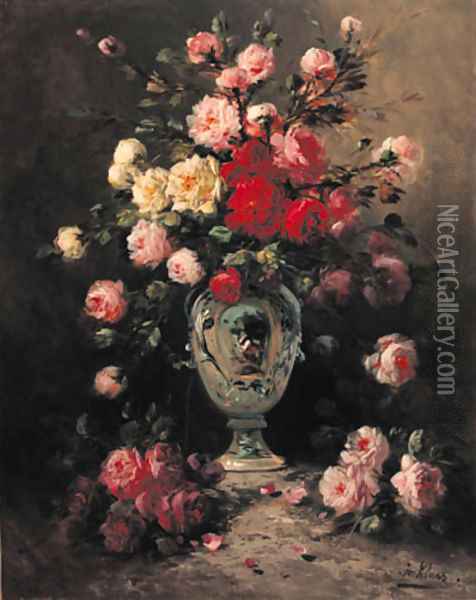 Flowers in a tall vase Oil Painting - Henry Schouten