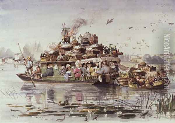 The Kimpany on their Voyage to Nuneham with Part of their Provisions, 1835 Oil Painting - Edward William Cooke