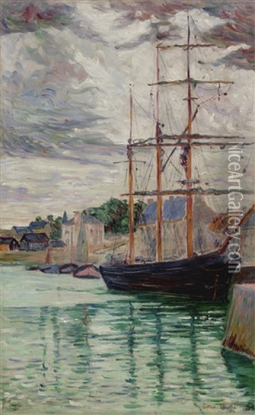 Port-en-bessin, Le Trois-mats A Quai Oil Painting - Paul Signac