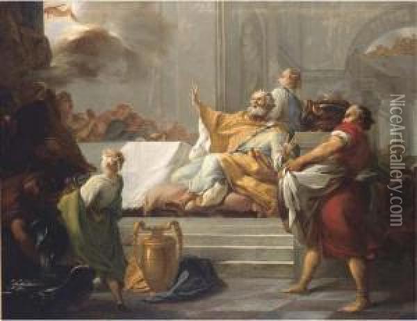 The Feast Of Belshazzar Oil Painting - Jean-Baptiste-Marie Pierre