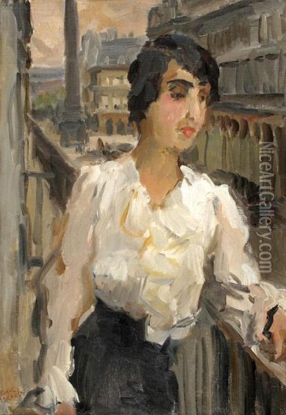Girl On A Balcony Oil Painting - Isaac Israels