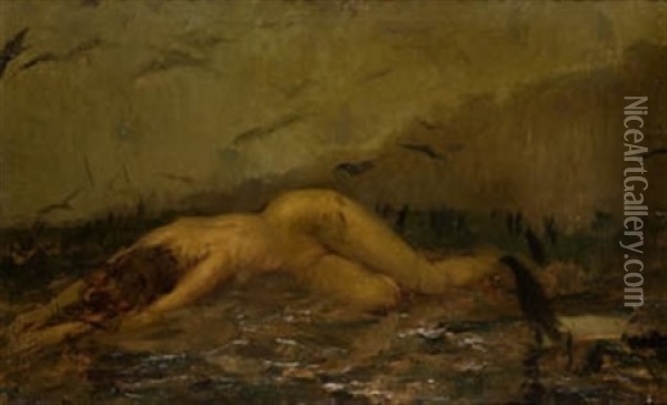 Desnudo Femenino Oil Painting - Rafael Hidalgo De Caviedes