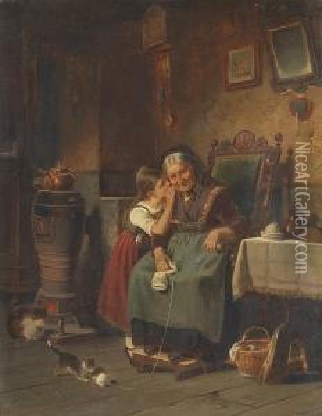 A Secret For Granny Oil Painting - Hermann Werner