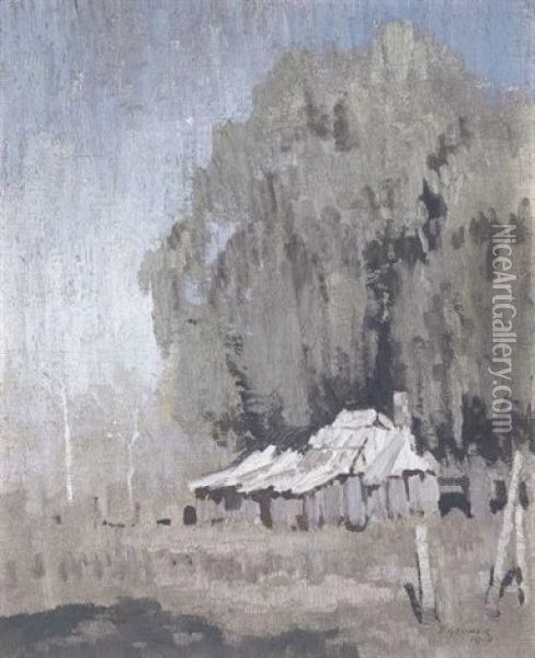 Starlit Evening (old Shack) Oil Painting - Elioth Gruner