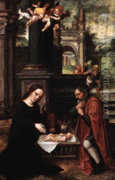 The Holy Family Oil Painting - Adriaen Isenbrant