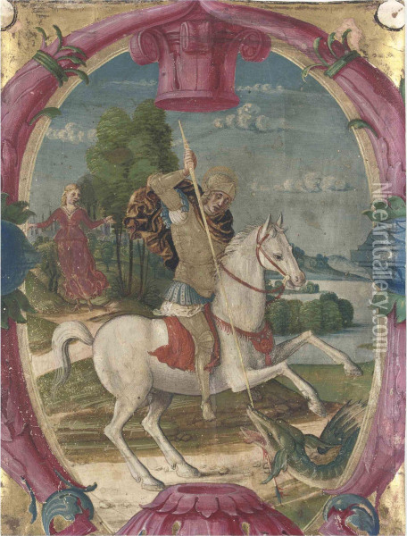 Saint George And The Dragon Oil Painting - Girolamo dai Libri