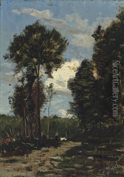 A Wooded Track Oil Painting - Rene Pierre Charles Princeteau