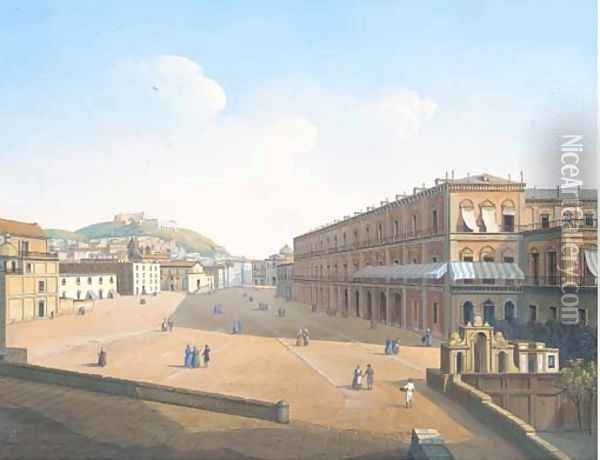 Largo di Palazzo, Naples Oil Painting - Neapolitan School