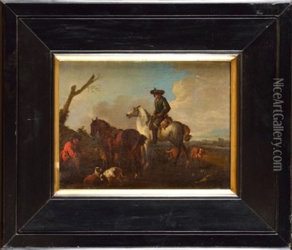 Le Repos Des Cavaliers Oil Painting - August Querfurt