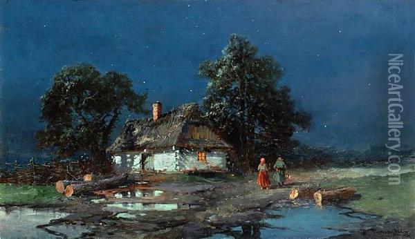 Noc Ksiezycowa Oil Painting - Wladislaw Boncza Rutkowski