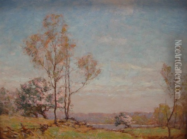 Landscape With Trees And A River Oil Painting - Frank Alfred Bicknell