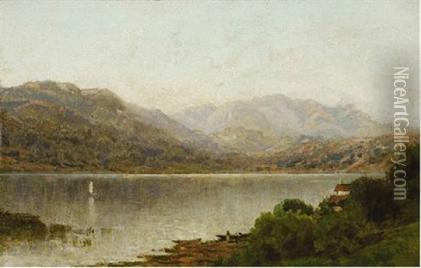 Long Pond In The Berkshires Oil Painting - John Bunyan Bristol