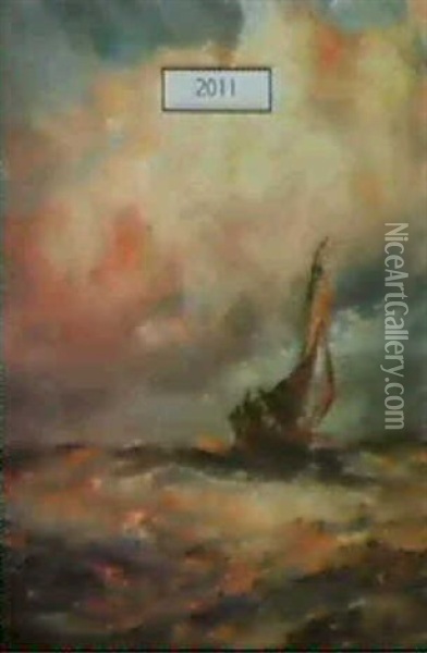Sailboat In Water Oil Painting - Robert B. Hopkin