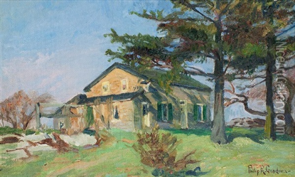 House With Tree And Cactus Oil Painting - Philip Russell Goodwin