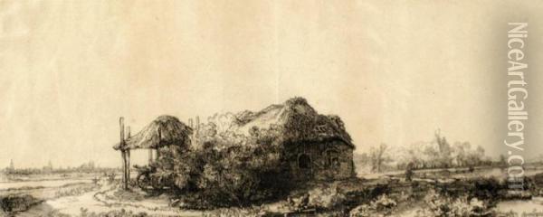 Village Landscape Oil Painting - Rembrandt Van Rijn