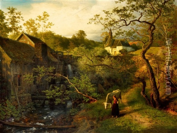Bergische Wassermuhle Oil Painting - Andreas Achenbach