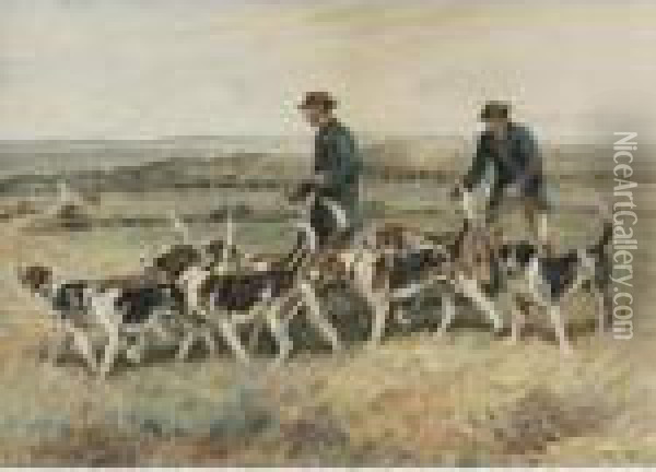 Walking The Hounds Oil Painting - John Emms