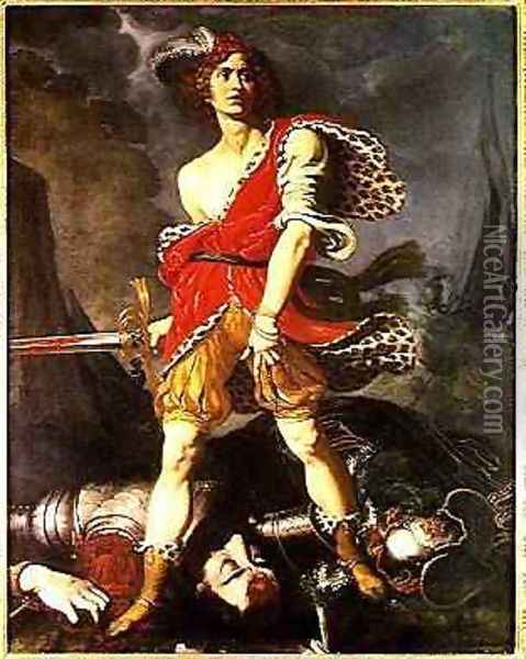 David and Goliath Oil Painting - Onorio Marinari