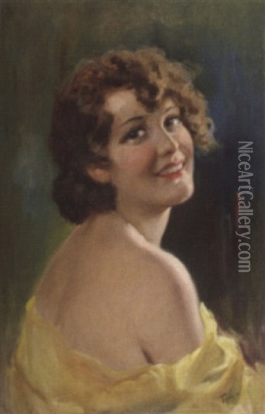 Junge Frau Mit Entblosster Schulter Oil Painting - Luigi Torro