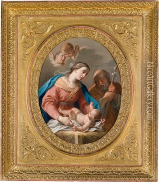 Die Heilige Familie Mit Engeln Oil Painting - Francesco de Mura