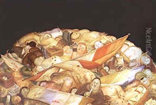 La Guerra Oil Painting - Fernando Botero