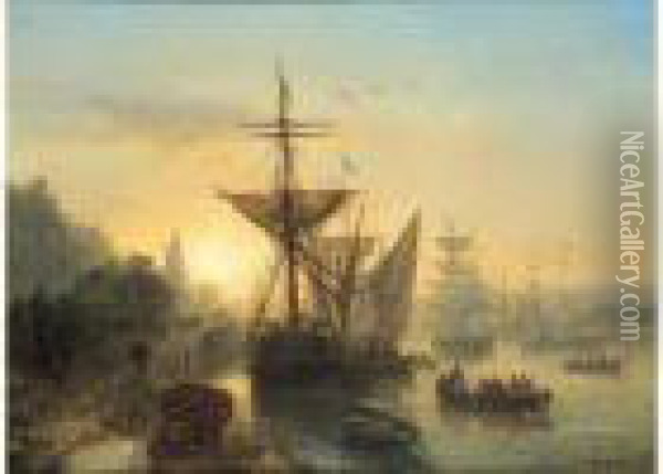 Voilier Dans Un Port Oil Painting - Johan Barthold Jongkind
