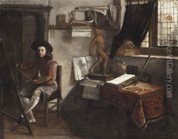An Artist In His Studio Oil Painting - Jacobus Vrel