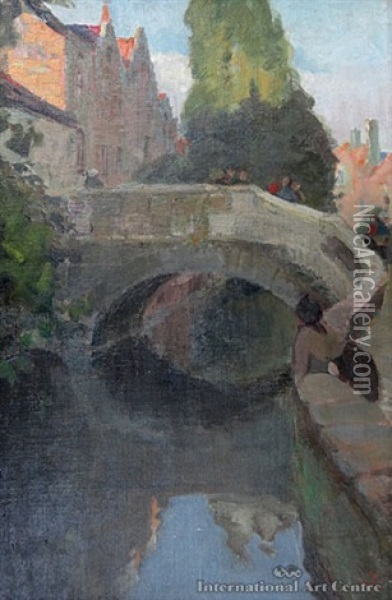 Reflections, Bruge Oil Painting - Molly D. Sale