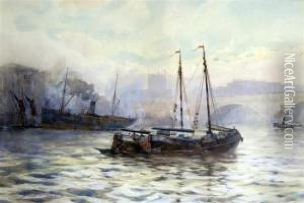 Thames Scene Oil Painting - William Harrison Scarborough