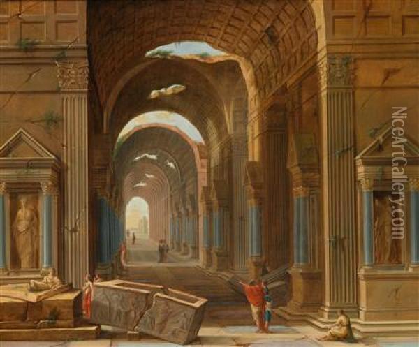 Dieruinen Eines Romischen Palastes Oil Painting - Pierre-Joseph Lafontaine