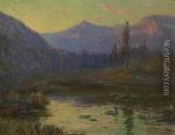 Summer Stream At Sunset Oil Painting - Benjamin Chambers Brown