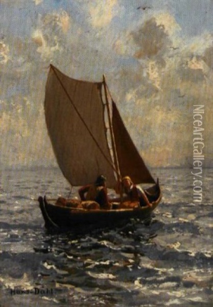 Pa Vei Over Fjorden Oil Painting - Hans Dahl