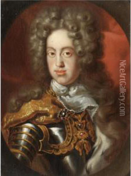 Portrait Of A Gentleman, Half Length, Wearing Armour Oil Painting - Jean Ranc