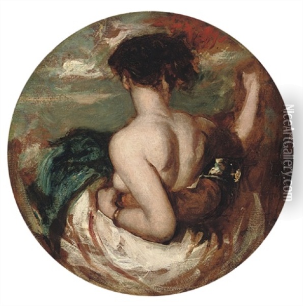 Study For Phaedria And Cymochles On The Idle Lake (+ Sketch Of A Reclining Female Nude, Verso) Oil Painting - William Etty