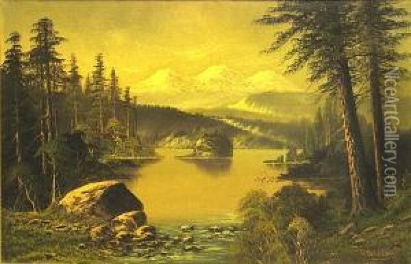 A View Of Three Sisters, Oregon Oil Painting - John Joseph Englehardt