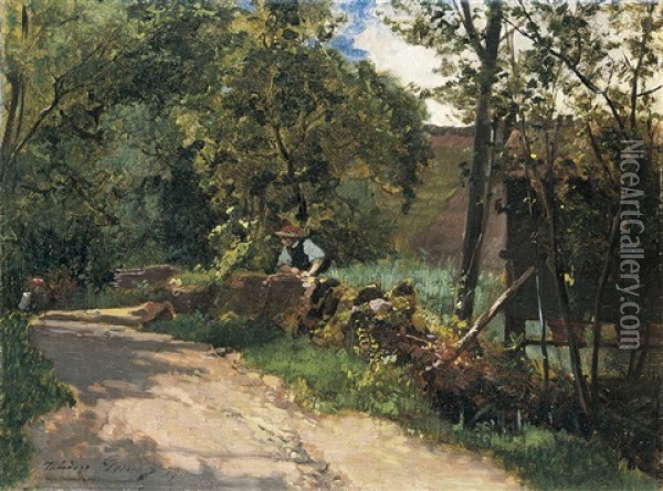 Chemin Vivinal A Gutach, Foret Noire (baden) Oil Painting - Theodore Gerard