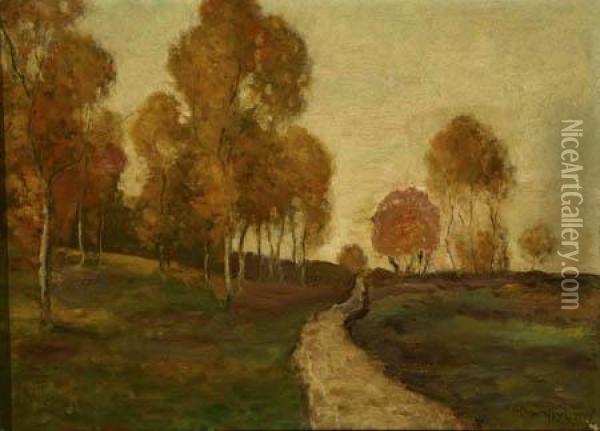 Autumn Landscape With Winding Road Oil Painting - Max Weyl