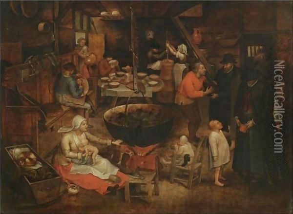 The Visit To The Farm Oil Painting - Pieter The Younger Brueghel