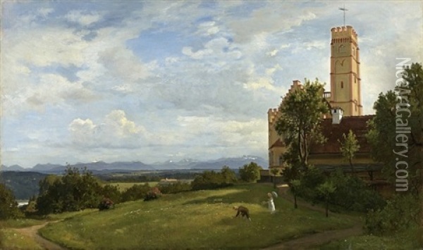 Das Heidelberger Schlos Von Westen Oil Painting - Karl Roux