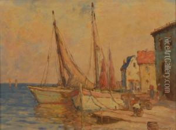 Harbor Scene With Boats Oil Painting - William, Ward Jnr.