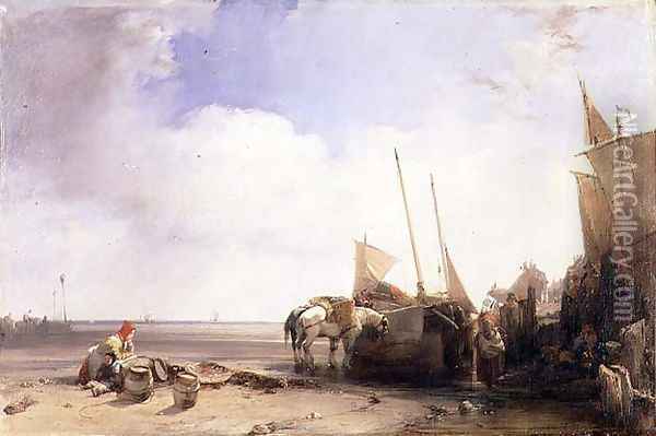 Coastal Scene in Picardy c.1826 Oil Painting - Richard Parkes Bonington
