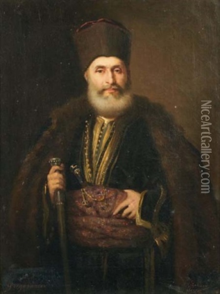 Chef Transylvanien En Costume Oil Painting - Nicolae Grigorescu
