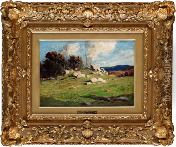 A Stony Hillside Oil Painting - George Matthew Bruestle