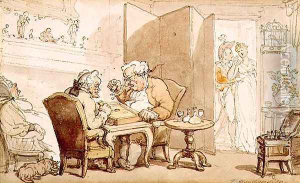 The Dicers Oil Painting - Thomas Rowlandson