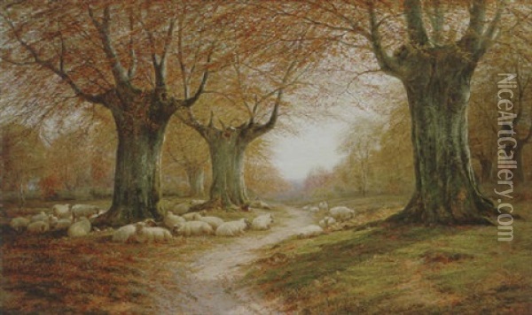 An Autumnal Landscape Oil Painting - William Luker Sr.