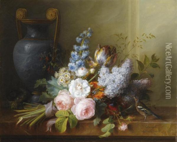 Bouquet De Fleurs Au Nid D'oiseau Oil Painting - Cornelis van Spaendonck