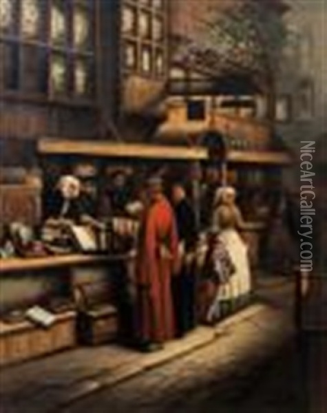 The Book Dealer Oil Painting - Lodewijk Jan Petrus Toutenel