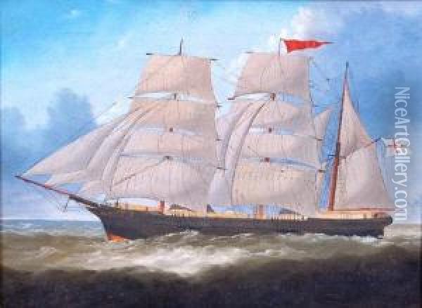 The Melrose In High Seas Oil Painting - Jacob George Strutt