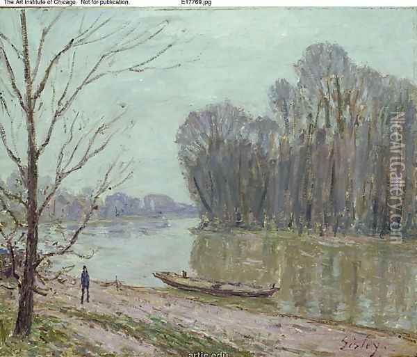 Banks of the Loing, Winter Oil Painting - Alfred Sisley