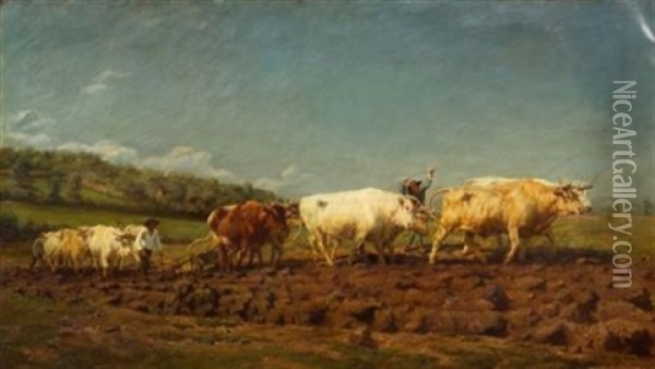 Spring Ploughing (after Rosa Bonheur) Oil Painting - Charles Ayer Whipple